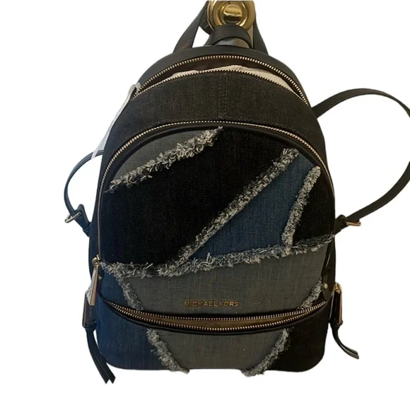 Michael Kors Denim Patchwork Rhea Backpack - Picture 3 of 9